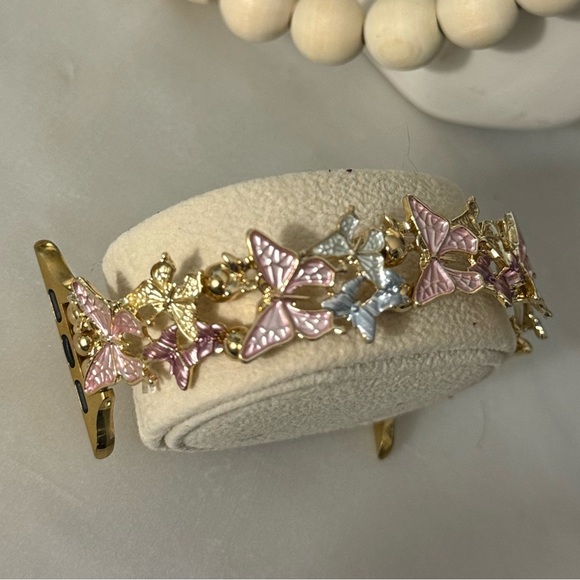 COPY - Bracelet for a watch with butterfly design in gold and pink - Picture 3 of 4